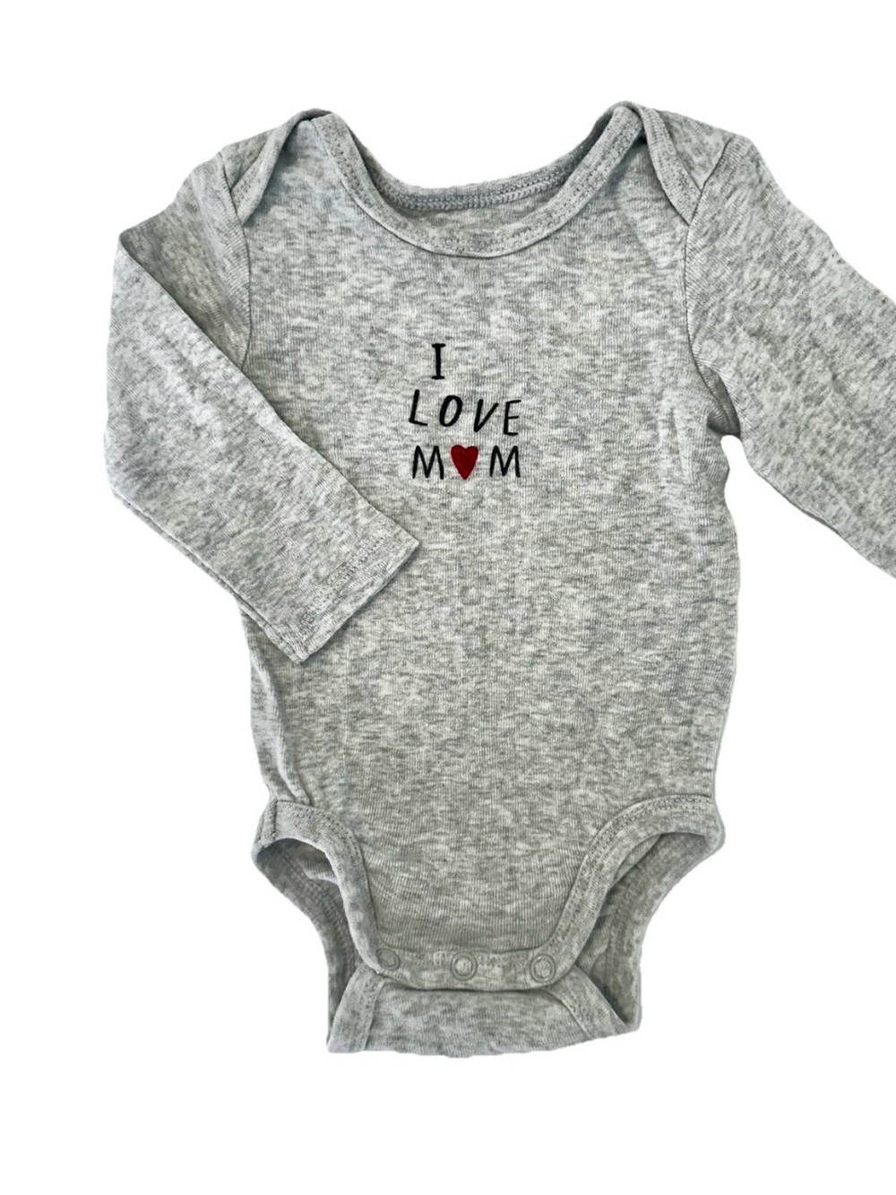 H&M Gray Long-Sleeve Baby One-Piece with Red Heart